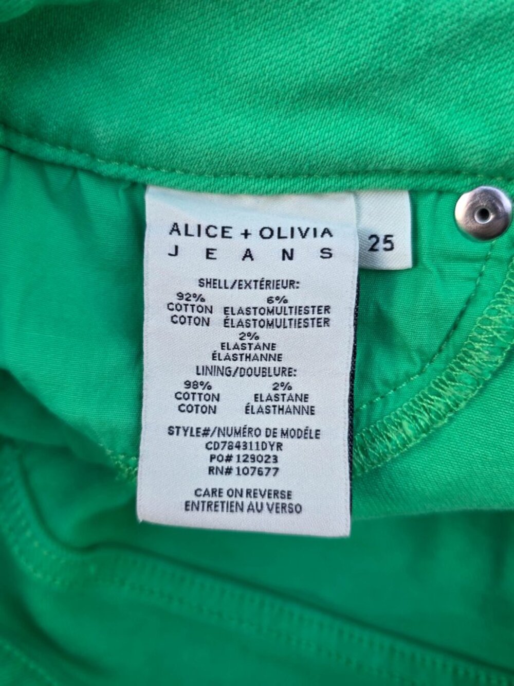 Alice + Olivia Stacey Bell Green Flare Jeans Size 25 Boho 70s Y2K - Picture 6 of 7